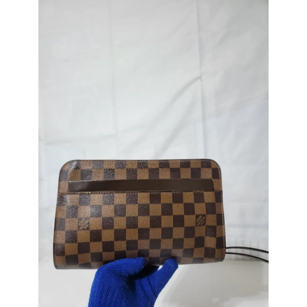 LOUIS VUITTON Damier Ebene Pochette Saint Louis Clutch Bag Brown